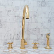 Unlacquered Brass 4-Hole Bathroom Faucet with Diverter