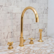 Unlacquered Brass 4-Hole Bathroom Faucet with Diverter
