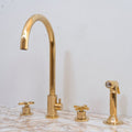 Unlacquered Brass 4-Hole Bathroom Faucet with Diverter