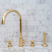 Unlacquered Brass 4-Hole Bathroom Faucet with Diverter