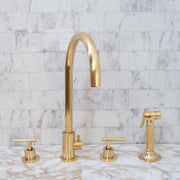 Unlacquered Brass 4-Hole Bathroom Faucet with Diverter