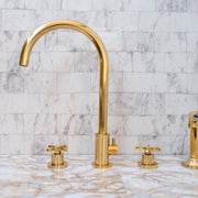 Unlacquered Brass 4-Hole Bathroom Faucet with Diverter