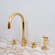 Unlacquered Brass 4-Hole Bathroom Faucet with Diverter