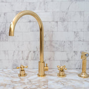 Unlacquered Brass 4-Hole Bathroom Faucet with Diverter