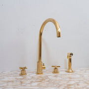 Unlacquered Brass 4-Hole Bathroom Faucet with Diverter