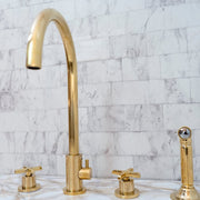 Unlacquered Brass 4-Hole Bathroom Faucet with Diverter