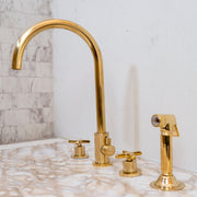 Unlacquered Brass 4-Hole Bathroom Faucet with Diverter