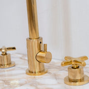 Unlacquered Brass 4-Hole Bathroom Faucet with Diverter
