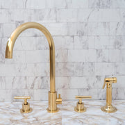 Unlacquered Brass 4-Hole Bathroom Faucet with Diverter