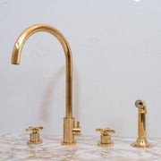 Unlacquered Brass 4-Hole Bathroom Faucet with Diverter