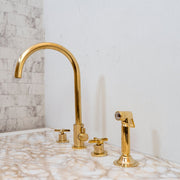 Unlacquered Brass 4-Hole Bathroom Faucet with Diverter