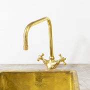 Unlacquered Brass Deck-Mounted Bathroom Faucet – Lever Handle