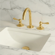 Unlacquered Brass Widespread Bathroom Faucet – 4 Handle Styles