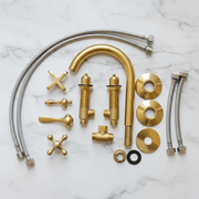 Unlacquered Brass Widespread Bathroom Faucet – 4 Handle Styles