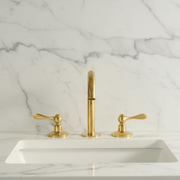 Unlacquered Brass Widespread Bathroom Faucet – 4 Handle Styles
