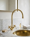 Unlacquered Solid Brass Kitchen Faucet – Cross Handles