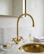 Unlacquered Solid Brass Kitchen Faucet – Cross Handles