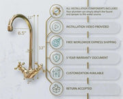 Unlacquered Brass Bathroom Faucet – Cross Handles