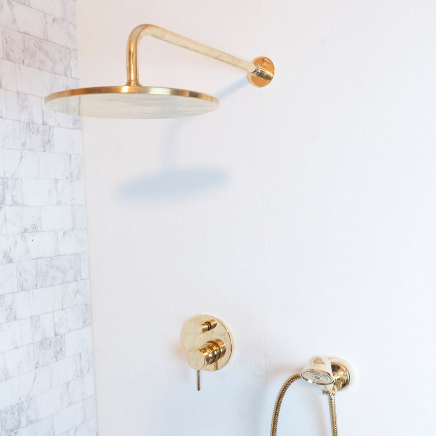 Unlacquered Brass Concealed Shower System – Square Rain Head