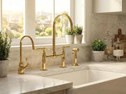 Unlacquered Brass Bridge Kitchen Faucet – 4-Piece Set