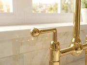 Unlacquered Brass Bridge Kitchen Faucet – 4-Piece Set