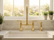 Unlacquered Brass Bridge Kitchen Faucet – 4-Piece Set