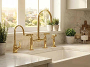 Unlacquered Brass Bridge Kitchen Faucet – 4-Piece Set
