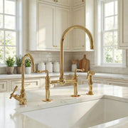 Unlacquered Brass Bridge Kitchen Faucet – Classic 4-Piece Set