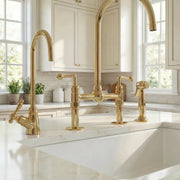 Unlacquered Brass Bridge Kitchen Faucet – Classic 4-Piece Set