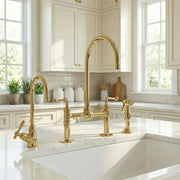 Unlacquered Brass Bridge Kitchen Faucet – Classic 4-Piece Set