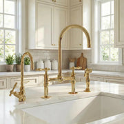 Unlacquered Brass Bridge Kitchen Faucet – Classic 4-Piece Set
