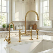Unlacquered Brass Bridge Kitchen Faucet – Classic 4-Piece Set