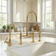 Unlacquered Brass Bridge Kitchen Faucet – Classic 4-Piece Set