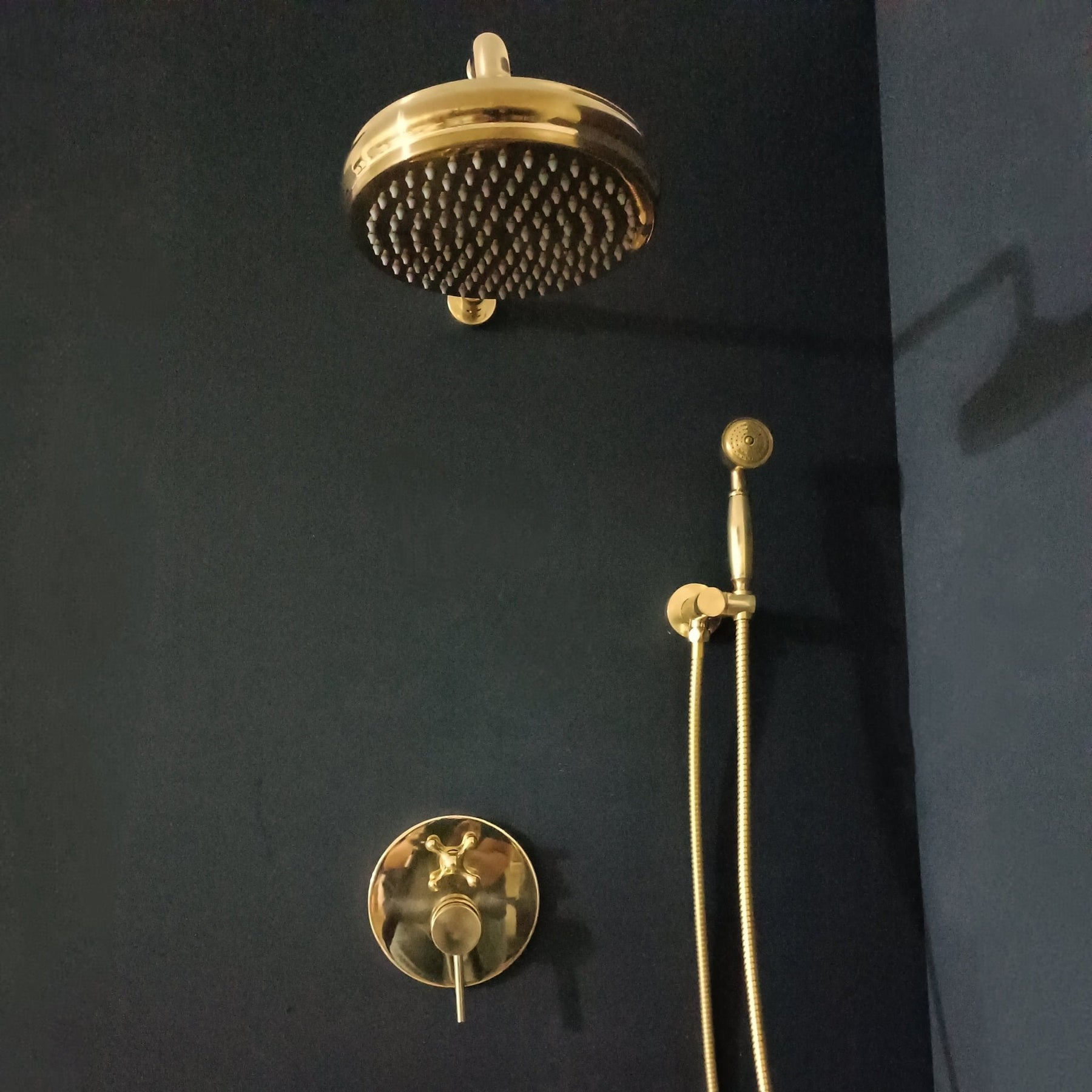 Unlacquered Brass Concealed Shower – Cross Handle