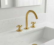 Unlacquered Brass Cross-Handle Bathroom Faucet – 3-Piece Set