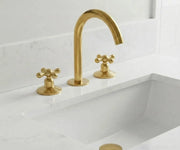 Unlacquered Brass Cross-Handle Bathroom Faucet – 3-Piece Set