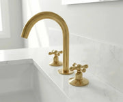 Unlacquered Brass Cross-Handle Bathroom Faucet – 3-Piece Set