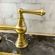 Unlacquered Brass Deck-Mount Kitchen Faucet – 3-Leg Column with Sidespray