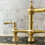 Unlacquered Brass Deck-Mount Kitchen Faucet – 3-Leg Column with Sidespray