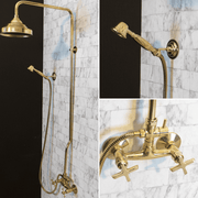 Unlacquered Brass Thermostatic Shower Set – Rain & Hand Shower