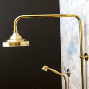 Unlacquered Brass Shower System – Rain Head & Thermostatic Controls