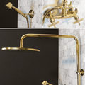 Unlacquered Brass Exposed Shower System – Round Head with Handheld