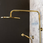 Unlacquered Brass Exposed Shower System – Round Head with Handheld
