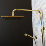 Unlacquered Brass Exposed Shower System – Square Head with Handheld