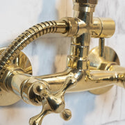 Unlacquered Brass Exposed Shower System – Square Head with Handheld