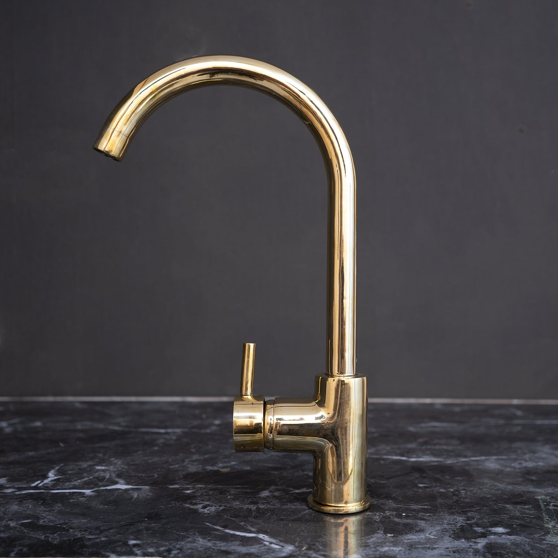 Unlacquered Brass Kitchen Faucet – 360-Degree Rotating Spout