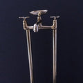 Unlacquered Brass Floor-Mount Tub Filler – Curved Column Spout