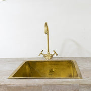 Tall Gooseneck Unlacquered Brass Faucet – Deck-Mounted