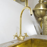 Tall Gooseneck Unlacquered Brass Faucet – Deck-Mounted
