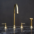 Unlacquered Brass Gooseneck Kitchen Faucet – Deck-Mounted Lever Handles